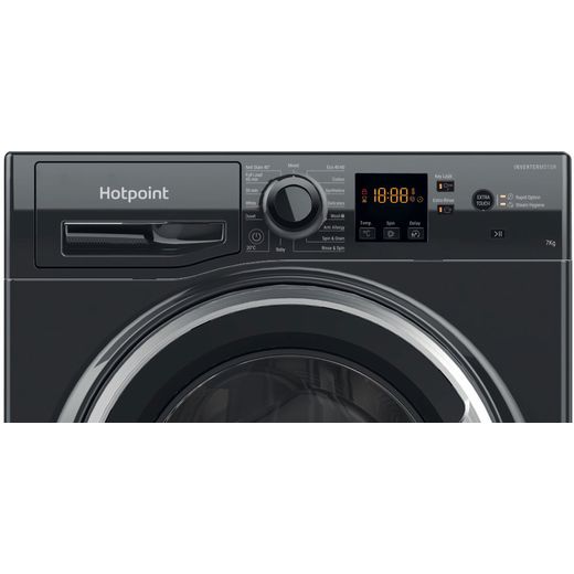 Hotpoint Anti-Stain NSWM 7469 BS UK 7kg Washing Machine with 1400 rpm - Black - Control panel shot